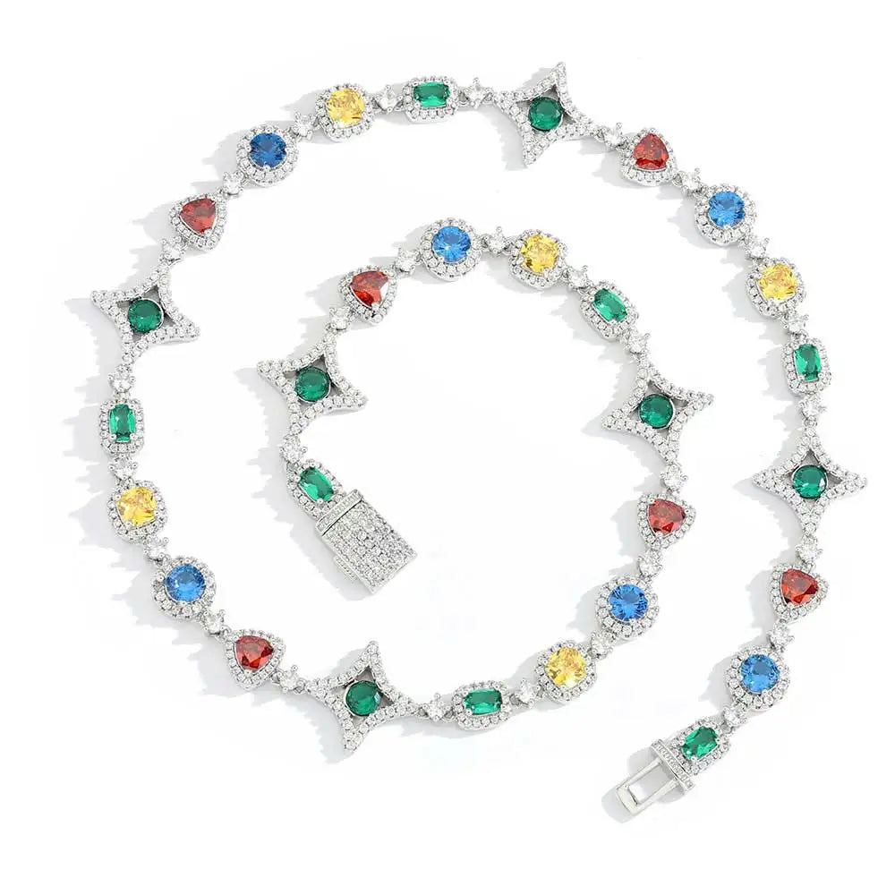 Iced Gemstone Chain - White Gold