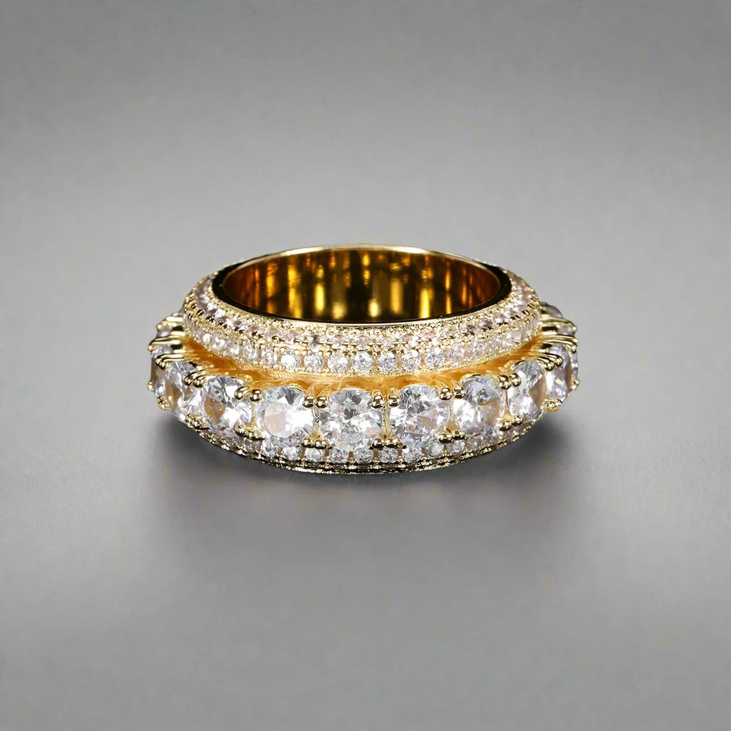 Iced 5 Band Small Ring - Gold