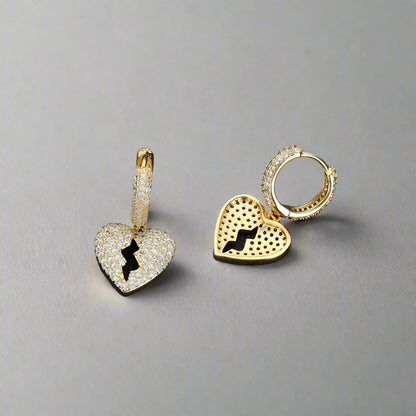 Iced Heartbreak Earrings - Gold