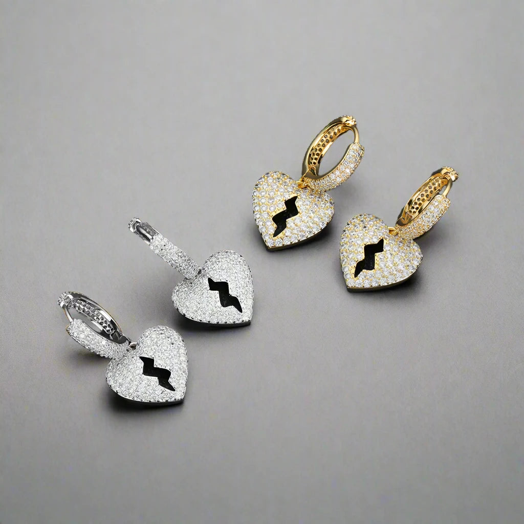 Iced Heartbreak Earrings - White Gold