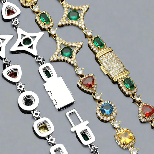 Iced Gemstone Chain - Gold