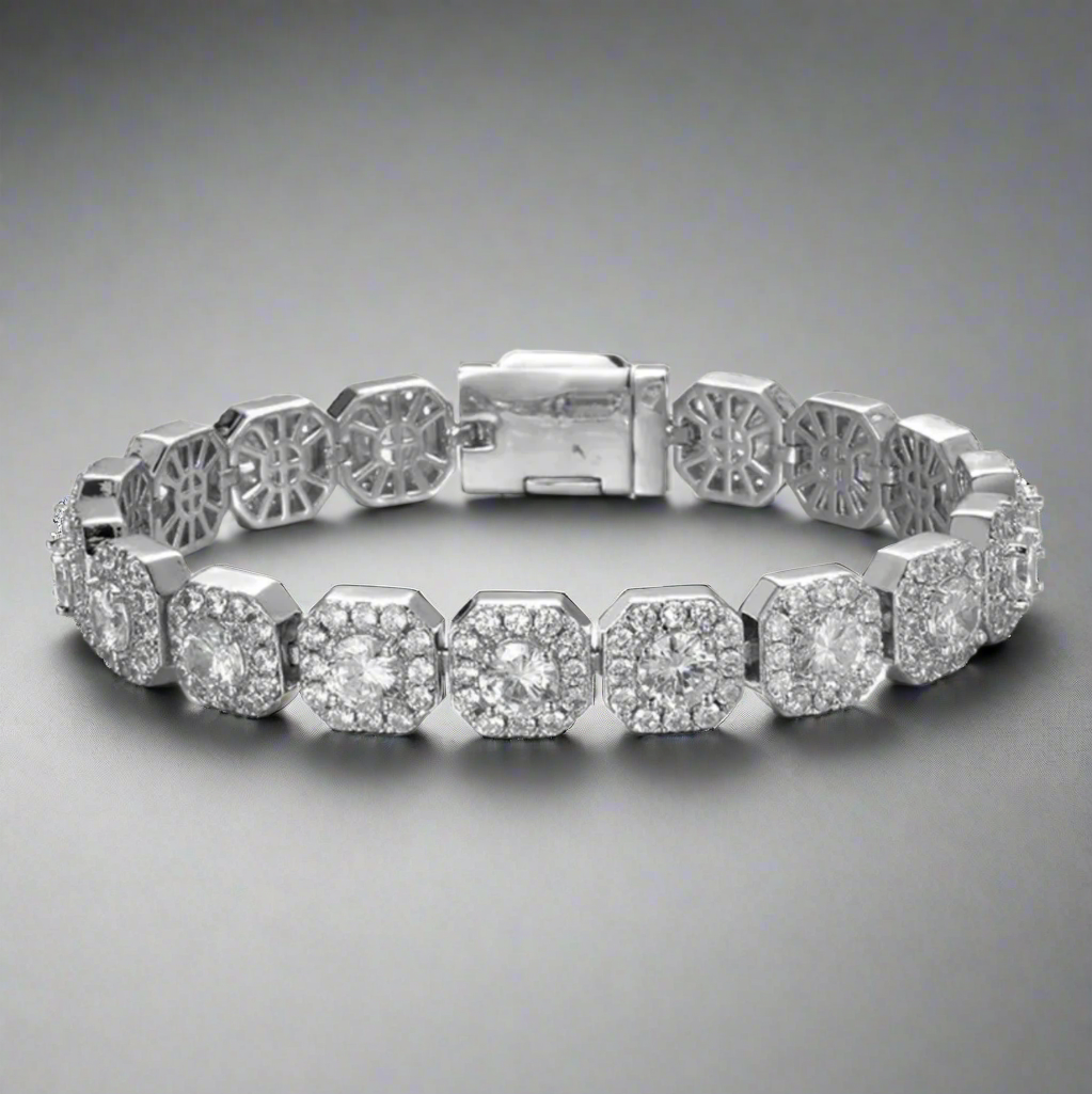 Cluster Tennis Bracelet - White Gold