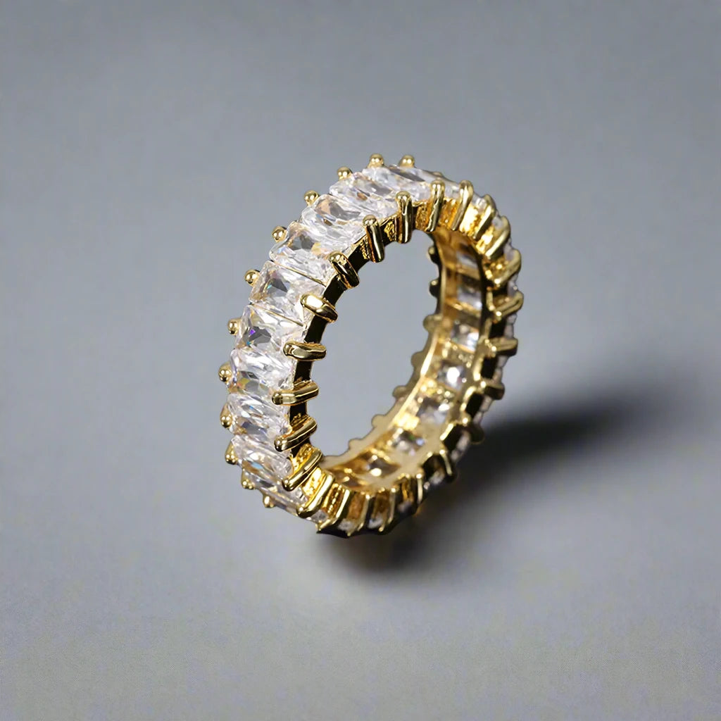 Iced Baguette Small Ring - Gold