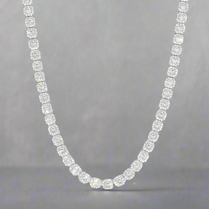 Cluster Tennis Chain - White Gold